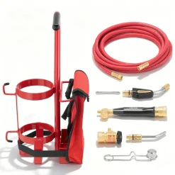 VEVOR Air Acetylene Torch Kit, Acetylene Gas Welding Tool with 11.8FT Rubber Hose, Self-Lighting Welding Tip & CGA200 Regulator, Swirl Frame Brazing Torch Kit with Cylinder Stand for Metalworking