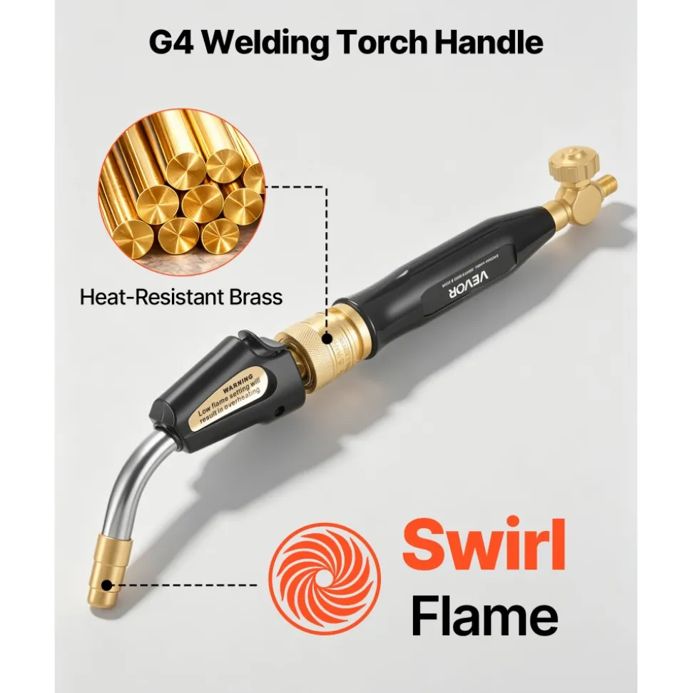 VEVOR Air Acetylene Torch Kit, Acetylene Gas Welding Tool with 11.8FT Rubber Hose, PL-8A Self-Lighting Welding Tip & CGA200 Regulator, Swirl Frame Brazing Torch Kit for Home Industrial Metalworking