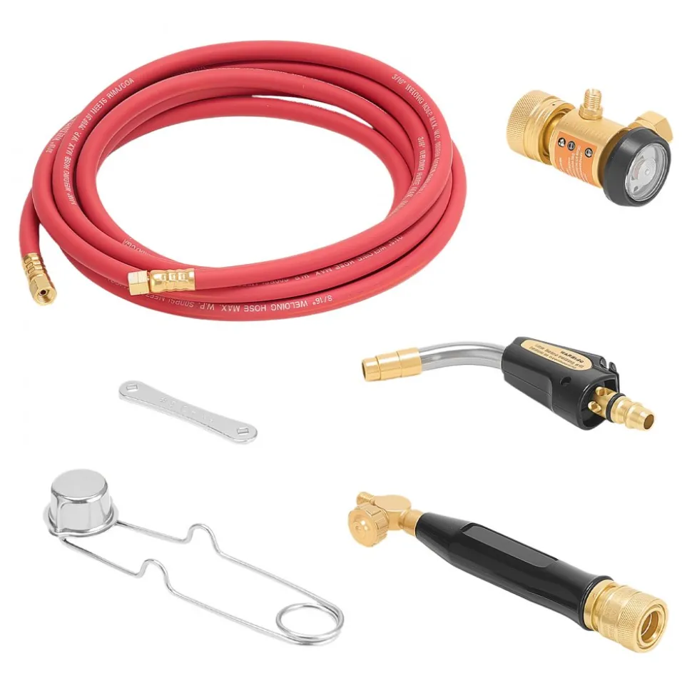VEVOR Air Acetylene Torch Kit, Acetylene Gas Welding Tool with 11.8FT Rubber Hose, PL-8A Self-Lighting Welding Tip & CGA200 Regulator, Swirl Frame Brazing Torch Kit for Home Industrial Metalworking