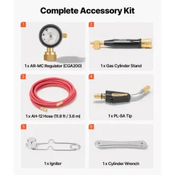 VEVOR Air Acetylene Torch Kit, Acetylene Gas Welding Tool with 11.8FT Rubber Hose, PL-8A Self-Lighting Welding Tip & CGA200 Regulator, Swirl Frame Brazing Torch Kit for Home Industrial Metalworking