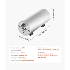 VEVOR Air Assist, Adjustable 30 L/min Airflow, Air Assist Pump Kit for Laser Cutter and Engraver, Clear Smoke and Dust, Reduce Surface Temperature, Shield Laser Lens, for Laser Engraver ≥ 20W