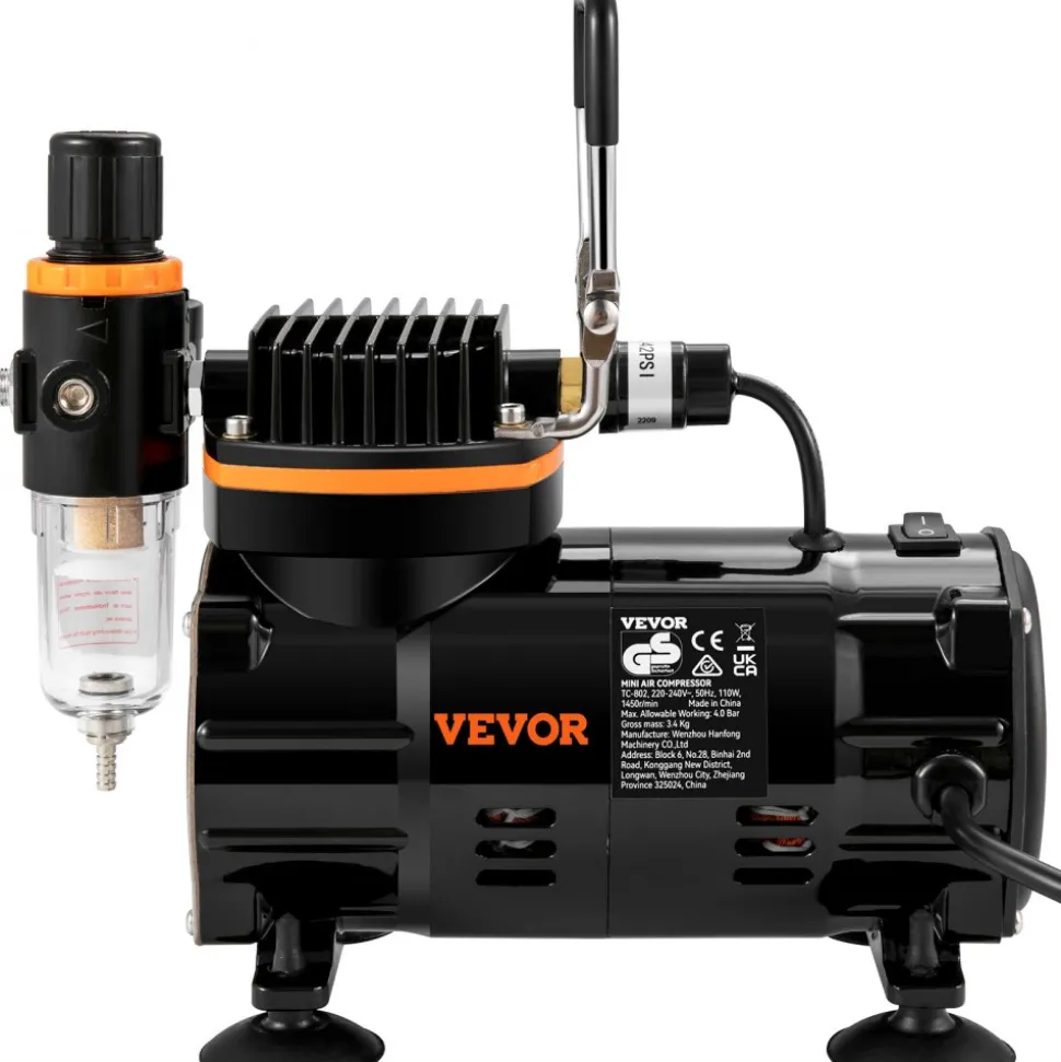 VEVOR Airbrush Ensemble, Expert Airbrush Kit with Compressor, Multi-Use Dual-Action Gravity Feed Airbrush System for Art, Nails, Cookies, Tattoos