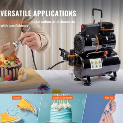VEVOR Airbrush Gun, Dual Action Gravity Feed with 0.3 mm and 0.5 mm Nozzles, Airbrush Kit with 2/7/12ml Copper Cups and Cleaning Accessories, Ideal for Painting Models, Desserts, Cakes, and Nail Art