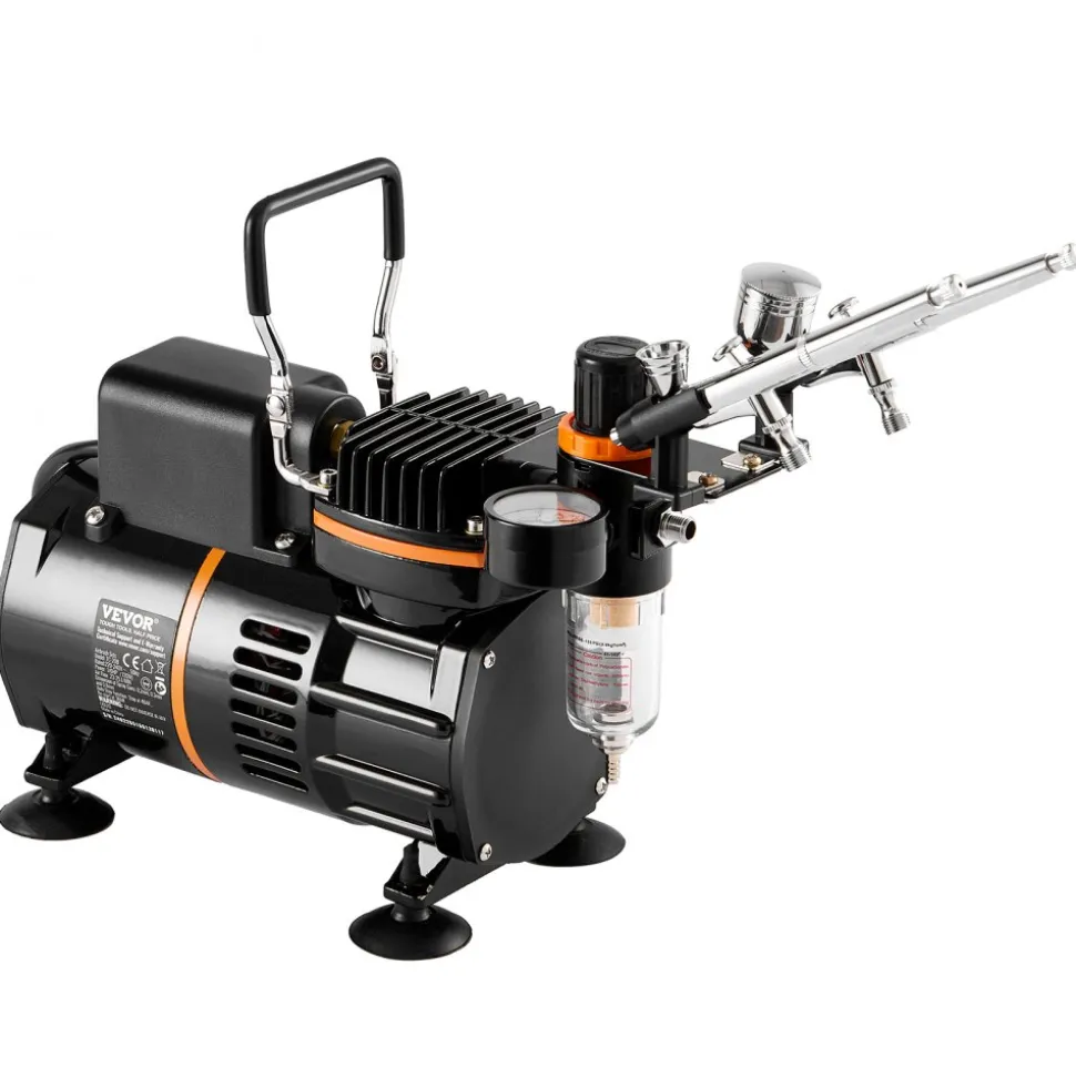 VEVOR Airbrush Kit, Dual Fan Air Compressor Professional Airbrushing System Kit with 3 Airbrushes, Holder, Color Mixing Wheel, Cleaning Brush Set, Air Brush Set for Art Nail Cookie Tattoo Makeup Cake