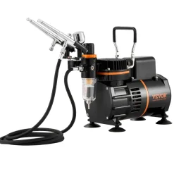 VEVOR Airbrush Kit, Dual Fan Air Compressor Professional Airbrushing System Kit with 3 Airbrushes, Holder, Color Mixing Wheel, Cleaning Brush Set, Air Brush Set for Art Nail Cookie Tattoo Makeup Cake