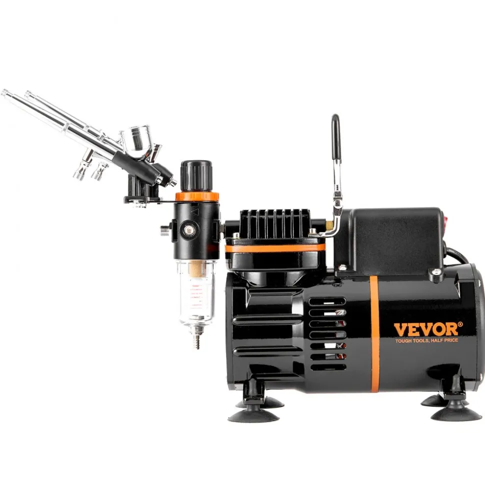 VEVOR Airbrush Kit, Dual Fan Air Compressor Professional Airbrushing System Kit with 3 Airbrushes, Holder, Color Mixing Wheel, Cleaning Brush Set, Air Brush Set for Art Nail Cookie Tattoo Makeup Cake