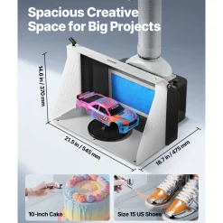 VEVOR Airbrush Spray Booth, Dual Fans, 21.5 x 18.7 x 14.6 in, Portable Hobby Airbrush Paint Spray Booth Kit with 3 LED Lights and Exhaust Extension Hose, for Painting Models, Arts, Crafts, Cakes