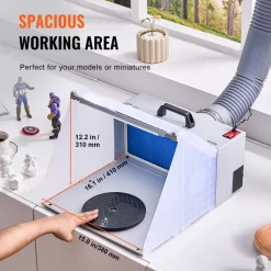VEVOR Airbrush Spray Booth, Portable Hobby Airbrush Paint Spray Booth Kit with LED Lights, Exhaust Fan and Exhaust Extension Hose, Airbrush Paint Booth for Painting Models, Arts, Crafts, Cakes