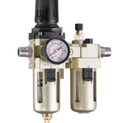 VEVOR Air Compressor Filter Regulator Lubricator (FRL), 3/8" NPT Air Compressor Water Separator, Semi-Auto Drain Air-Drying System with 5μm Brass Filter Element, 145PSI Max Working Pressure, Poly Bowl