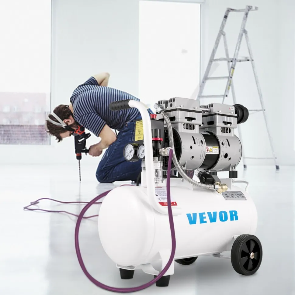 VEVOR Air Compressor 6.6 Gallon, Portable Air Compressor 1 HP, Oil Free Air Compressor Steel Tank 750W, Pancake Air Compressor 115 PSI, Ultra Quiet Compressor for Home Repair, Tire Inflation