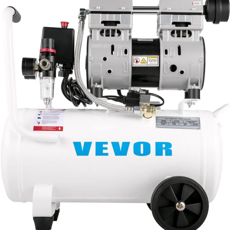 VEVOR Air Compressor 6.6 Gallon, Portable Air Compressor 1 HP, Oil Free Air Compressor Steel Tank 750W, Pancake Air Compressor 115 PSI, Ultra Quiet Compressor for Home Repair, Tire Inflation