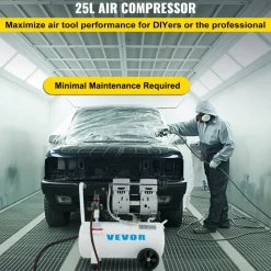VEVOR Air Compressor 6.6 Gallon, Portable Air Compressor 1 HP, Oil Free Air Compressor Steel Tank 750W, Pancake Air Compressor 115 PSI, Ultra Quiet Compressor for Home Repair, Tire Inflation