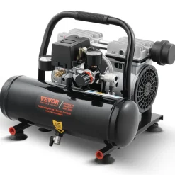 VEVOR Air Compressor, 1 Gallon Steel Tank, 1HP 1.5 CFM 90PSI Oil Free Air Compressor & Max. 120PSI Pressure, 78dB Ultra Quiet Portable Compressor, for Auto Repair, Tire Inflation, Spray Painting