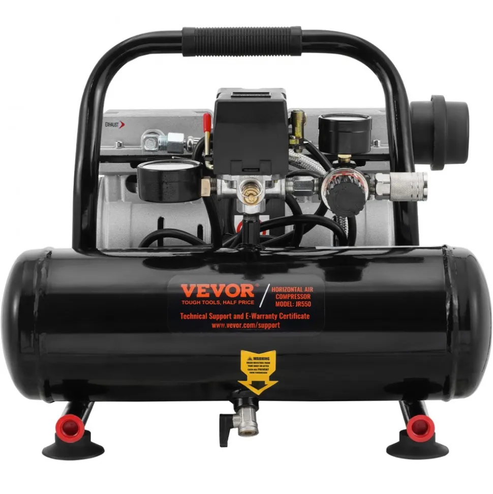 VEVOR Air Compressor, 1 Gallon Steel Tank, 1HP 1.5 CFM 90PSI Oil Free Air Compressor & Max. 120PSI Pressure, 78dB Ultra Quiet Portable Compressor, for Auto Repair, Tire Inflation, Spray Painting