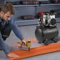 VEVOR Air Compressor, 8 Gallon Steel Tank, 1HP 2.2 CFM@90 PSI Oil Free Air Compressor & Max. 120PSI Pressure, 80dB Ultra Quiet Portable Compressor, for Auto Repair, Tire Inflation, Spray Painting