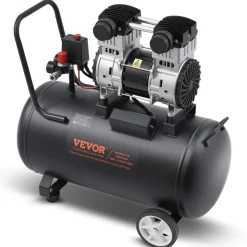 VEVOR Air Compressor, 15 Gallon Steel Tank, 2HP 5.3 CFM@90 PSI Oil Free Air Compressor & Max. 125PSI Pressure, 78dB Ultra Quiet Portable Compressor, for Auto Repair, Tire Inflation, Spray Painting