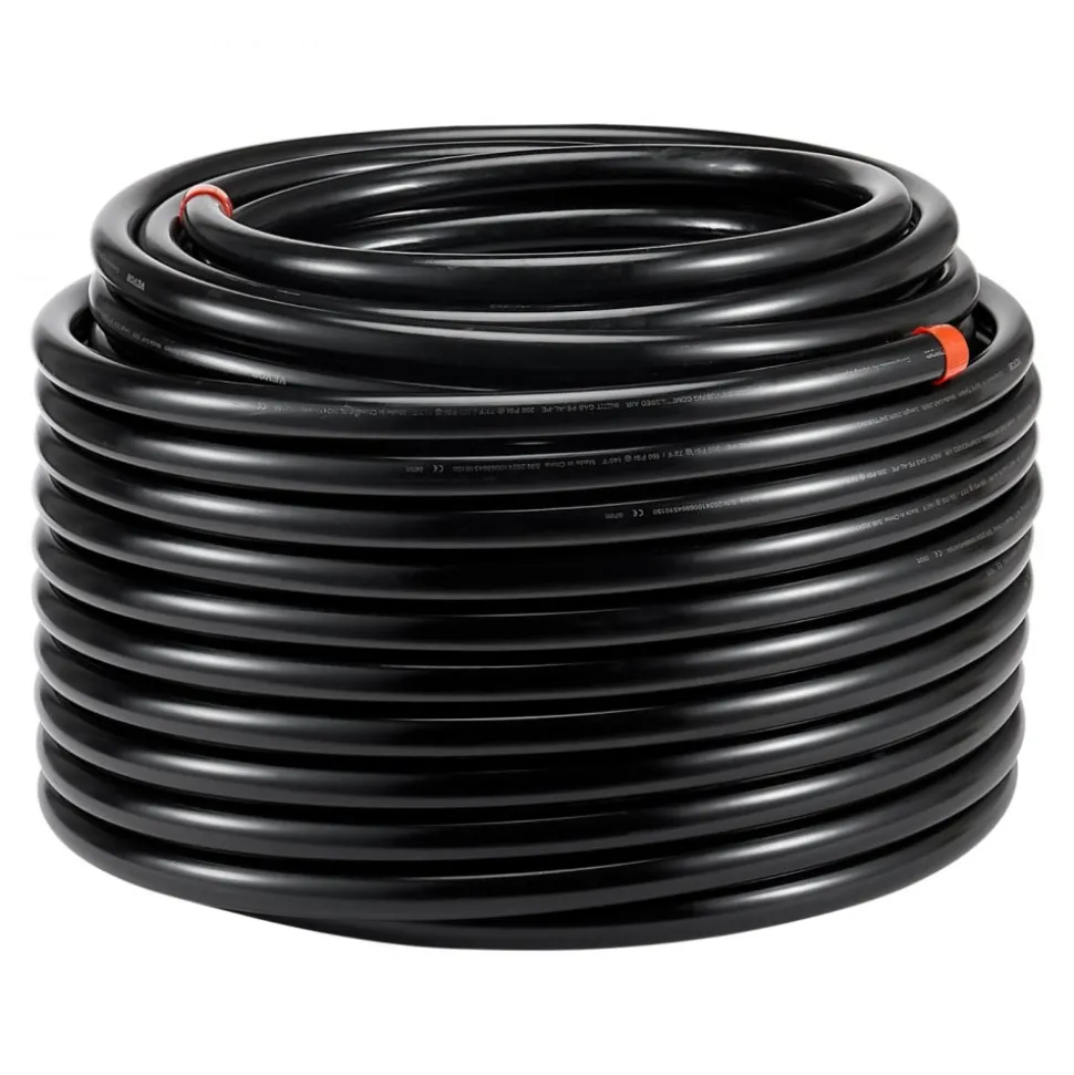 VEVOR Air Compressor Line Kit, 200FT x 3/4", HDPE-Aluminum Compressed Air Piping System, Leak-Proof & Easy-to-Install, Compressed Air Line Tubing Kit for Garages Workshops, Black