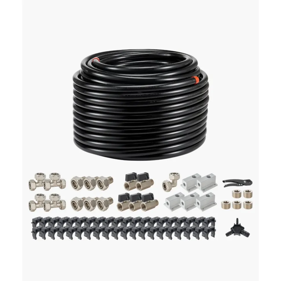 VEVOR Air Compressor Line Kit, 200FT x 3/4", HDPE-Aluminum Compressed Air Piping System, Leak-Proof & Easy-to-Install, Compressed Air Line Tubing Kit for Garages Workshops, Black