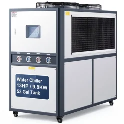 VEVOR Air-Cooled Water Chiller, 16.67 HP, Industrial Water Chiller with 45,360 Kcal/h Cooling Capacity, Dual Compressor, 53 Gal Large Tank, LED Display, Cooler for Cooling Water, Not Air Conditioner