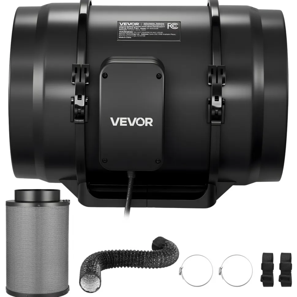 VEVOR 6" Air Filtration Kit, 180 CFM Inline Duct Fan with Speed Controller, Carbon Filter & Ducting Ventilation System for Heating Cooling Booster, Grow Tents, Hydroponics