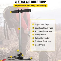 VEVOR Airgun PCP Pump 4500PSI High Pressure Hand Pump 3 Stage Pump Chamber PCP Air Pump