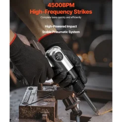 VEVOR Air Hammer, 3500BPM Pneumatic Hammer with 2.76 inch Stroke & 4PCS Chisels Round Shank, Pistol-Grip Compact Air Chisel Pneumatic Shovel Tool for Cutting Punching Scraping