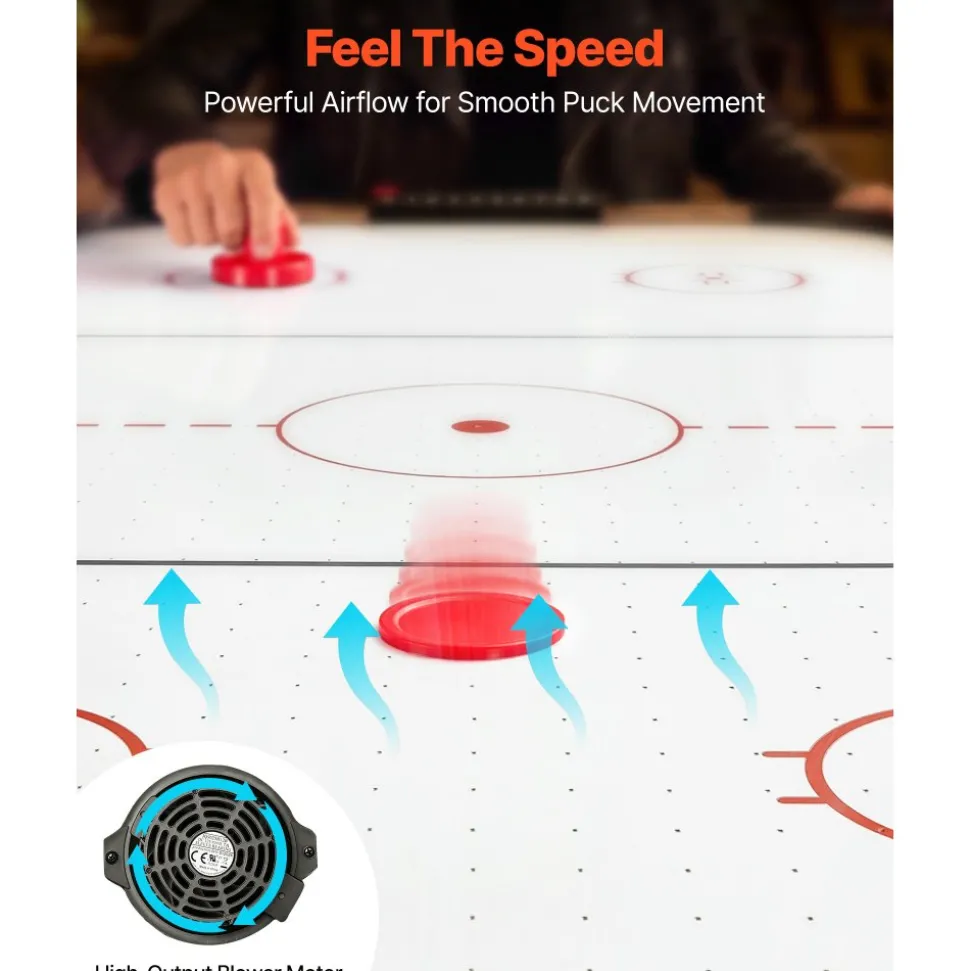 VEVOR 54" Air Hockey Table with Electronic Scorer & High-powered Blower, for Family Game Room, Basements and Home Air Powered Hockey Arcade Game Table Set with Pushers & Pucks, Stable Leg