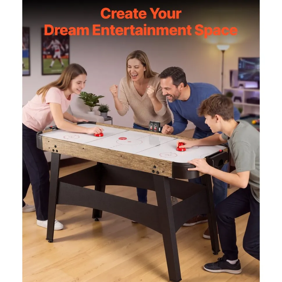 VEVOR 54" Air Hockey Table with Electronic Scorer & High-powered Blower, for Family Game Room, Basements and Home Air Powered Hockey Arcade Game Table Set with Pushers & Pucks, Stable Leg