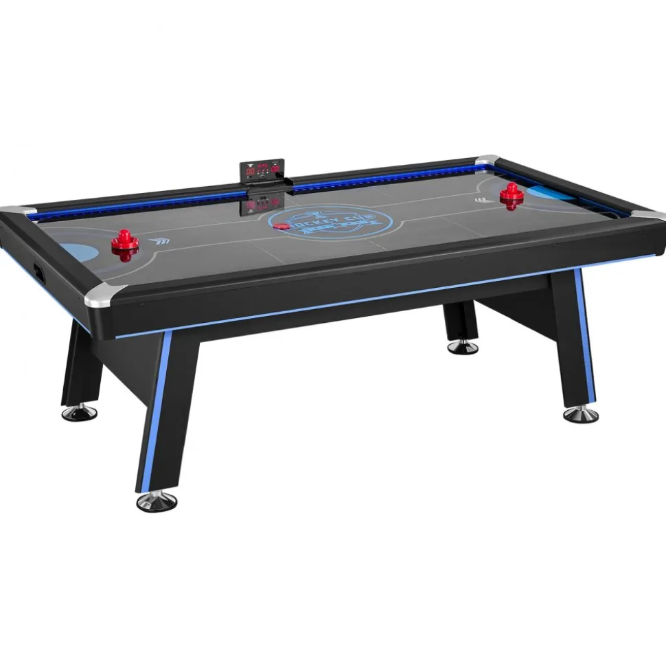 VEVOR 89" Air Hockey Table with LED Lights & Electronic Scorer, for Family Game Room, Basements, Home, Air Powered Hockey Arcade Game Table Set with High-powered Blower, Stable H-shaped Leg