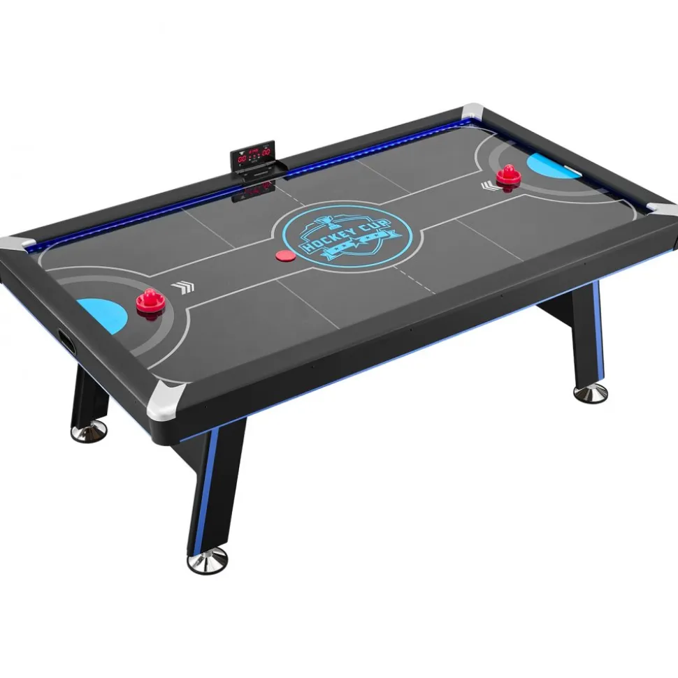 VEVOR 89" Air Hockey Table with LED Lights & Electronic Scorer, for Family Game Room, Basements, Home, Air Powered Hockey Arcade Game Table Set with High-powered Blower, Stable H-shaped Leg