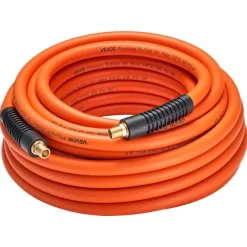 VEVOR Air Hose, 3/8'' x 50FT Rubber Air Compressor Hose, 300 PSI Kink-Resistant Pneumatic Hoses with 1/4-inch Solid MNPT Bras Fittings, Three-Layer Construction, All-Weather Flexibility