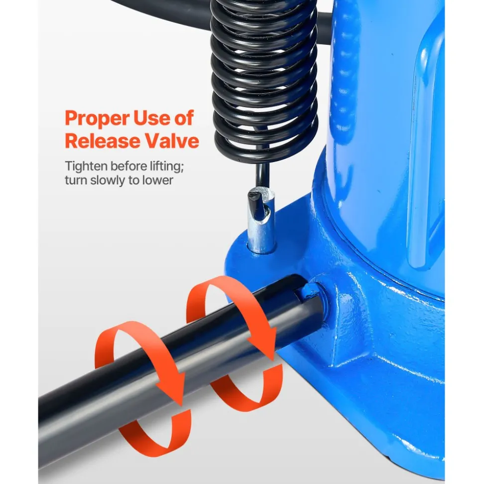VEVOR Air Hydraulic Bottle Jack, 32 Ton (70546.9 lbs) Capacity, 10-16.3 Inch Lifting Range, Pneumatic/Manual Heavy Duty Welded Bottle Jack with Pump for Car, SUV, Pickup, Truck, RV, Auto Repair, Blue