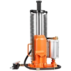 VEVOR Air Hydraulic Bottle Jack, 20 Ton (44092 lbs) Capacity, 10.2-19.5 Inch Lifting Range, Pneumatic/Manual Heavy Duty Welded Bottle Jack with Pump for Car, SUV, Pickup, Truck, RV Auto Repair, Orange