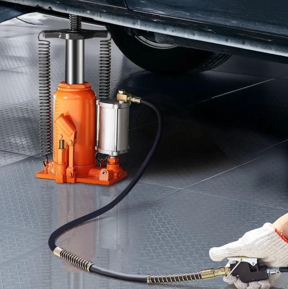 VEVOR Air Hydraulic Bottle Jack, 20 Ton (44092 lbs) Capacity, 10.2-19.5 Inch Lifting Range, Pneumatic/Manual Heavy Duty Welded Bottle Jack with Pump for Car, SUV, Pickup, Truck, RV Auto Repair, Orange