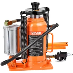 VEVOR Air Hydraulic Bottle Jack, 20 Ton (44092 lbs) Capacity, 10.2-19.5 Inch Lifting Range, Pneumatic/Manual Heavy Duty Welded Bottle Jack with Pump for Car, SUV, Pickup, Truck, RV Auto Repair, Orange