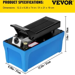 VEVOR Air Hydraulic Pump 10000 PSI Air Over Hydraulic Pump 1/2 Gal Reservoir Air Treadle Foot Actuated Hydraulic Pump 3/8