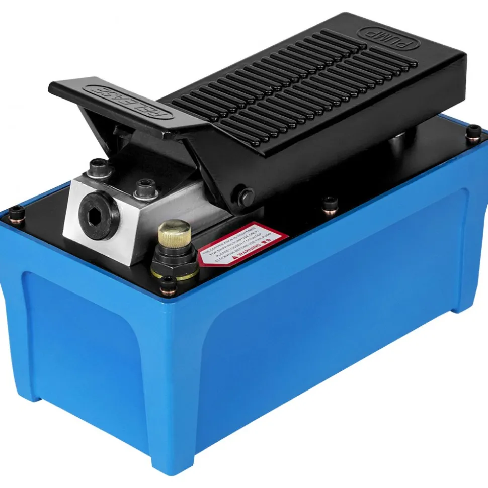 VEVOR Air Hydraulic Pump 10000 PSI Air Over Hydraulic Pump 1/2 Gal Reservoir Air Treadle Foot Actuated Hydraulic Pump 3/8" NPT with 6.56 ft Hose 2 Connector Single Acting for Car Repair (Blue)