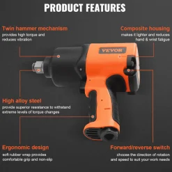 VEVOR Air Impact Wrench, 3/4-Inch Drive Air Impact Gun, Up to 1870ft-lbs Nut-busting Torque, Composite Pneumatic Impact Wrench for Auto Repairs and Maintenance Heavy Duty