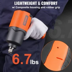 VEVOR Air Impact Wrench, 3/4-Inch Drive Air Impact Gun, Up to 1870ft-lbs Nut-busting Torque, Composite Pneumatic Impact Wrench for Auto Repairs and Maintenance Heavy Duty