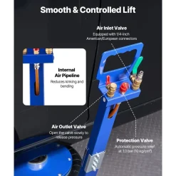 VEVOR Air Jack, 6 Ton/13227 lbs Airbag Jack, Lift Up to 26.5 inch with Heightened Column, Adjustable Handle & Thick Rubber Pad, 2-5 s Fast Lifting Pneumatic for Car, SUV, Pickup Truck Repair, Garage
