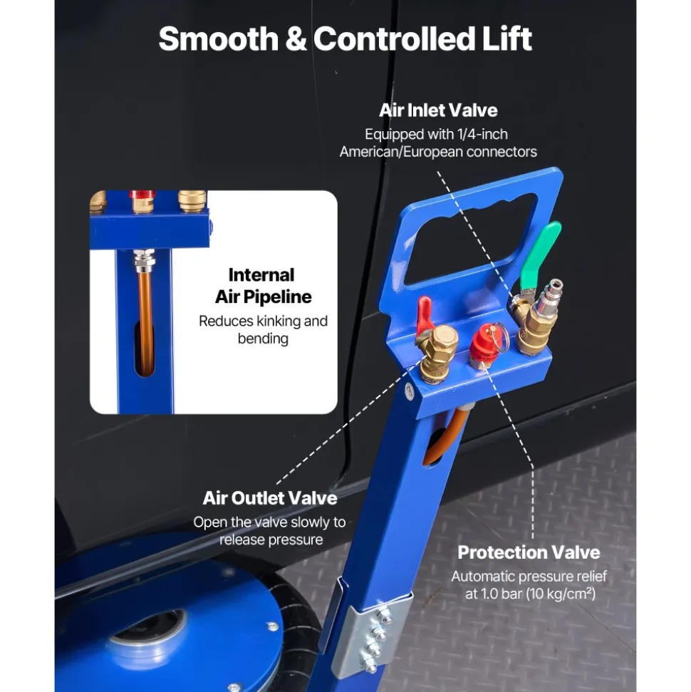VEVOR Air Jack, 6 Ton/13227 lbs Airbag Jack, Lift Up to 26.5 inch with Heightened Column, Adjustable Handle & Thick Rubber Pad, 2-5 s Fast Lifting Pneumatic for Car, SUV, Pickup Truck Repair, Garage