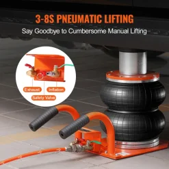 VEVOR Air Jack, 3 Ton/6600 lbs, 3-8S Pneumatic Lifting Jack with Heightened Column & 6 Steel Tubes, Compact, Easy-to-Lift & Space-Saving Jack with Thick Rubber Pad, Fits for Sedan, SUV, Pickup Truck