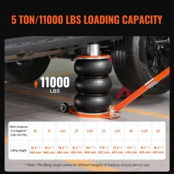 VEVOR Air Jack, 5 Ton/11000 lbs, 4-10 S Pneumatic Lifting Jack with Heightened Column & Adjustable Handle, Easy-to-Lift & Space-Saving Jack with Thick Rubber Pad, Fits for Sedan, SUV, Pickup Truck