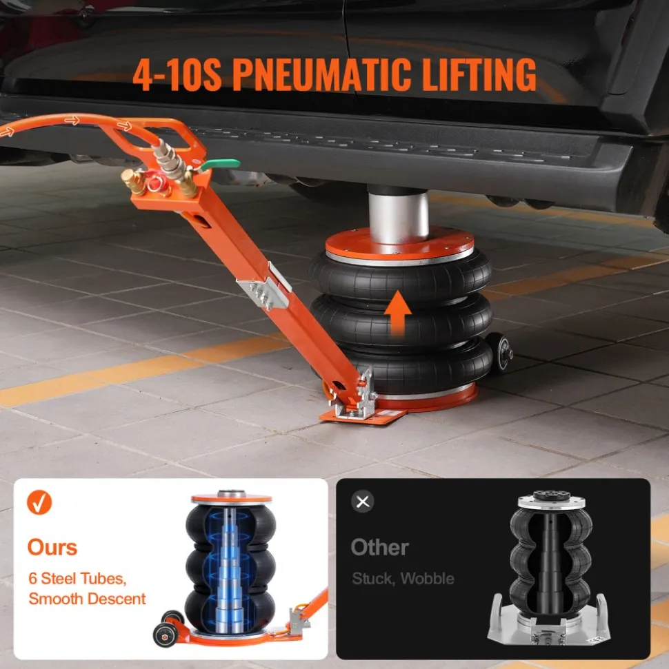 VEVOR Air Jack, 5 Ton/11000 lbs, 4-10 S Pneumatic Lifting Jack with Heightened Column & Adjustable Handle, Easy-to-Lift & Space-Saving Jack with Thick Rubber Pad, Fits for Sedan, SUV, Pickup Truck