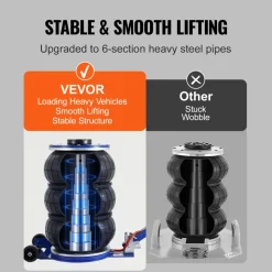 VEVOR Air Jack, 5 Ton/11000 lbs Triple Bag Air Jack, Airbag Jack with Six Steel Pipes, Lift up to 18.5 inch/470 mm, 3-5 s Fast Lifting Pneumatic Jack, with Adjustable Handle for Car, Garage, Repair