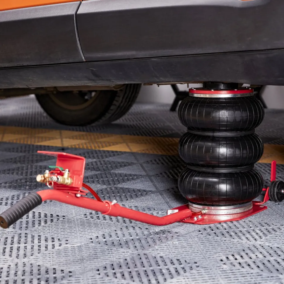 VEVOR Air Jack, 3 Ton/6600 lbs Triple Bag Air Jack, Airbag Jack with Six Steel Pipes, Lift up to 17.7 inch/450 mm, 3-5 s Fast Lifting Pneumatic Jack, with Long Handles for Cars, Garages, Repair, (Red)