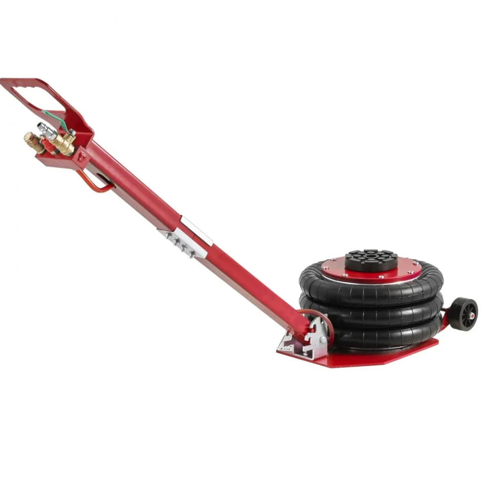 VEVOR Air Jack, 3 Ton/6600 lbs Triple Bag Air Jack, Airbag Jack with Six Steel Pipes, Lift up to 17.7", 3-5 s Fast Lifting Pneumatic Jack, with Adjustable Long Handle for Cars, Garages, Repair (Red)