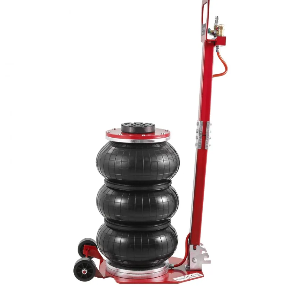 VEVOR Air Jack, 3 Ton/6600 lbs Triple Bag Air Jack, Airbag Jack with Six Steel Pipes, Lift up to 17.7", 3-5 s Fast Lifting Pneumatic Jack, with Adjustable Long Handle for Cars, Garages, Repair (Red)