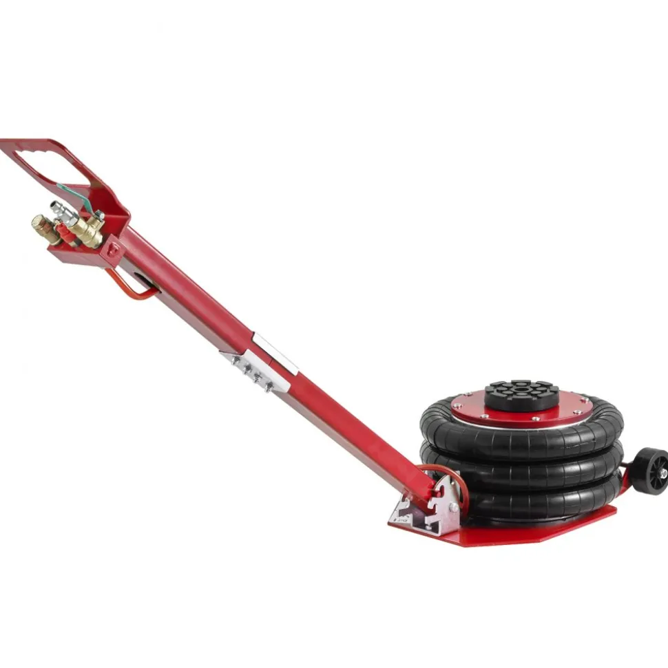 VEVOR Air Jack, 3 Ton/6600 lbs Triple Bag Air Jack, Airbag Jack with Six Steel Pipes, Lift up to 17.7", 3-5 s Fast Lifting Pneumatic Jack, with Adjustable Long Handle for Cars, Garages, Repair (Red)