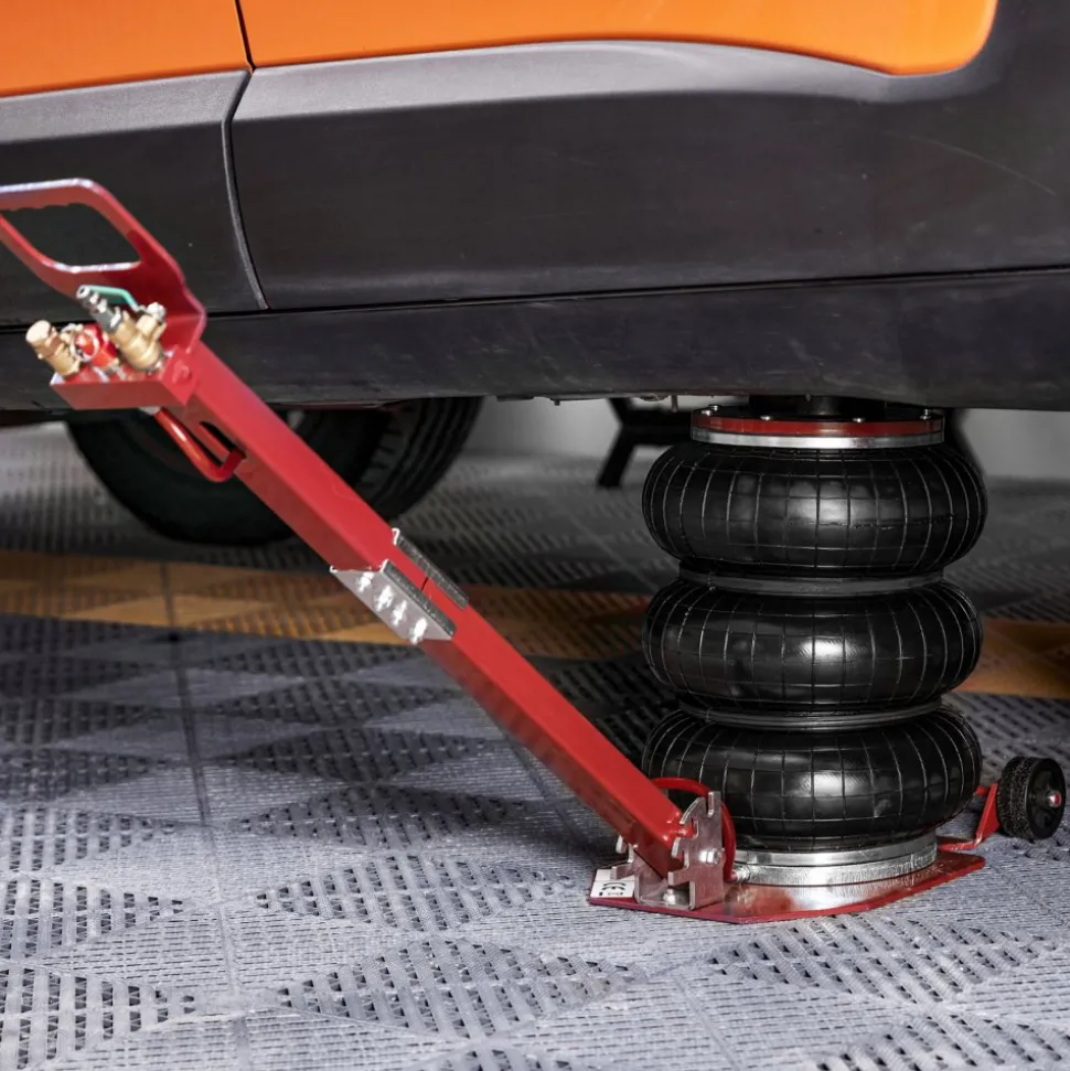 VEVOR Air Jack, 3 Ton/6600 lbs Triple Bag Air Jack, Airbag Jack with Six Steel Pipes, Lift up to 17.7", 3-5 s Fast Lifting Pneumatic Jack, with Adjustable Long Handle for Cars, Garages, Repair (Red)